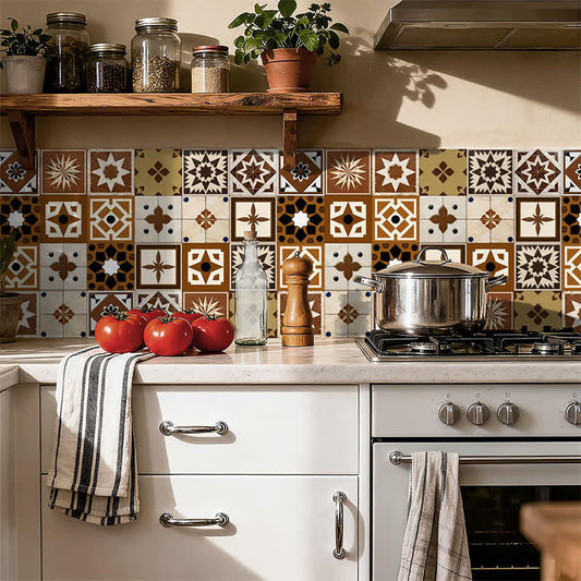 Brown Geometric Peel and Stick Wall Sticker (24PCS) - image 1