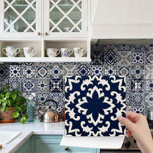 Retro Blue Peel and Stick Wall Sticker (24PCS) - image 0