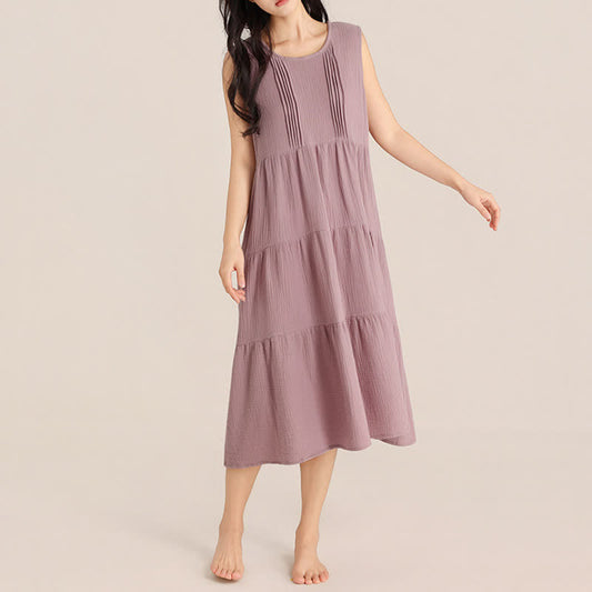 Minimalist Cotton Double Gauze Sleeveless Nightgown - image 1