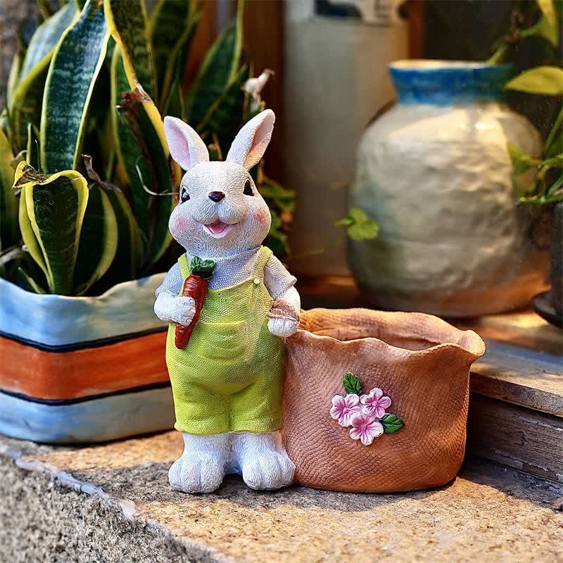 Resin Bunny Garden Succulent Planter Pot - image 16