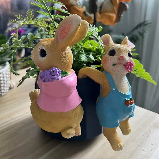 Whimsical Resin Bunny Pot Climbers Set - image 1