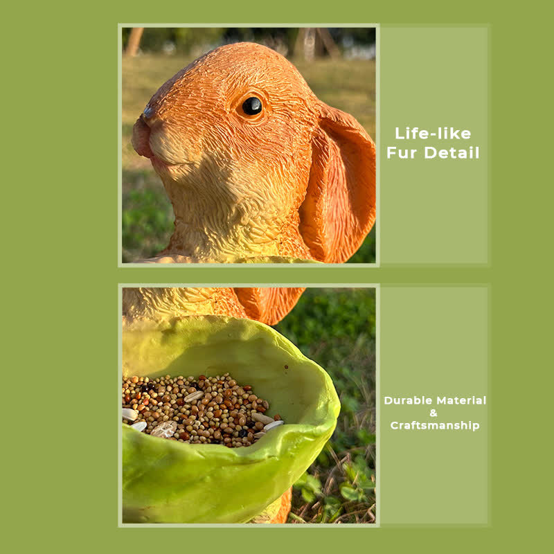 Resin Rabbit Bird Garden Feeder Statue - image 4