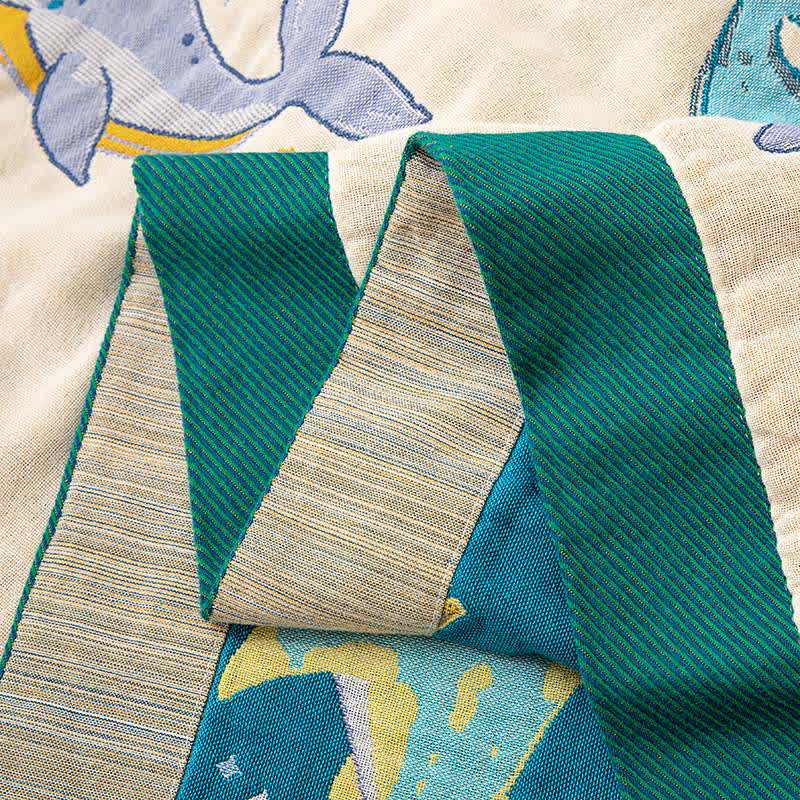 Ocean Whale Dolphin Cotton Quilt Blanket - image 6