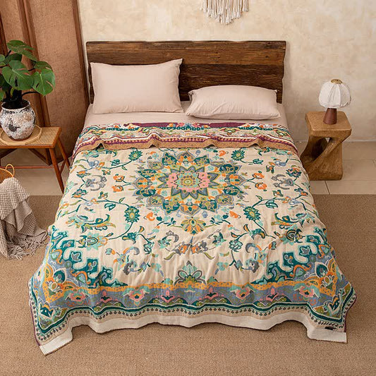 Retro Ethnic Style Cotton Quilt Blanket - image 1