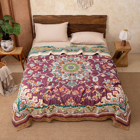 Retro Ethnic Style Cotton Quilt Blanket - King - image 0