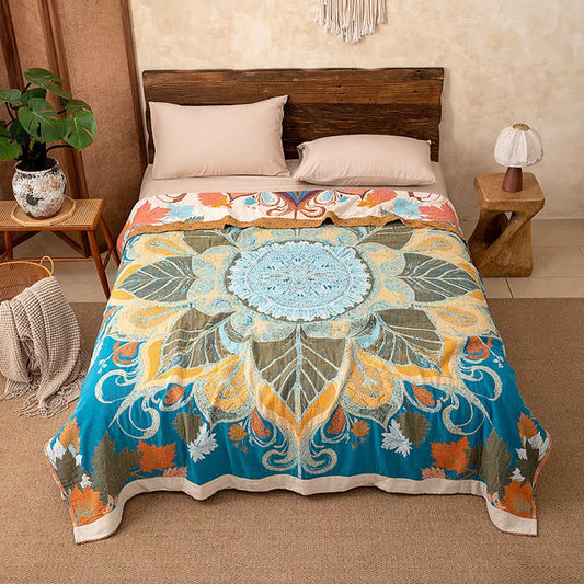 Retro Style Floral Cotton Quilt Blanket - image 1