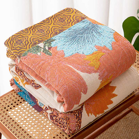 Retro Style Floral Cotton Blanket - image 1