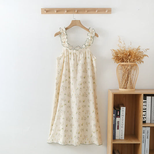 Cotton Ruffle Bunny Cami Nightgown - Beige - XL - image 0
