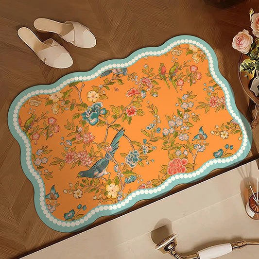 Oriental Floral Bird Diatom Mud Bath Mat - image 1