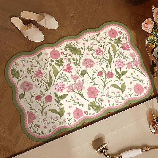 Petite Style Floral Absorbent Door Mat - image 1
