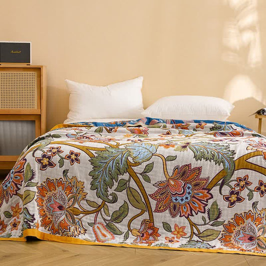 Retro Floral Pure Cotton Quilt Blanket - image 1