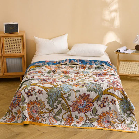 Retro Floral Pure Cotton Quilt Blanket - King - image 0
