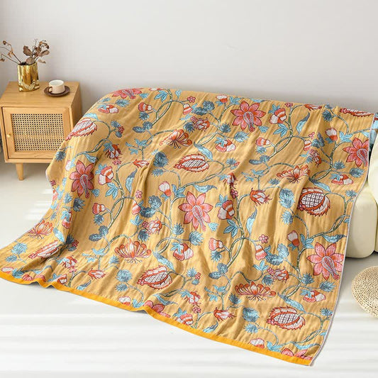 Artistic Floral Pure Cotto Blanket - 90"W x 98"L - image 0