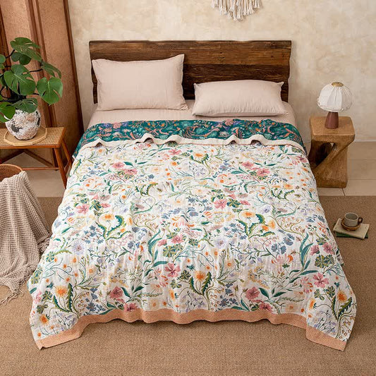 Botanical Floral Pure Cotton Quilt Blanket - King - image 0