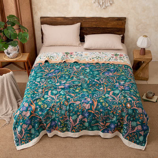 Botanical Floral Pure Cotton Quilt Blanket - image 1