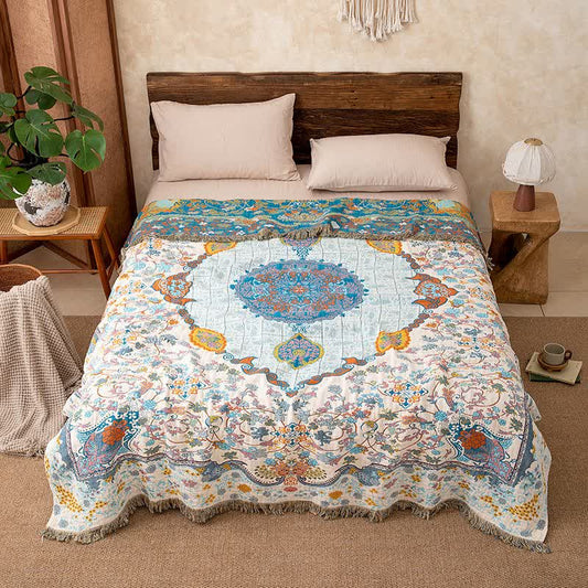 Vintage Style Cotton Tassel Quilt Blanket - Queen - image 0