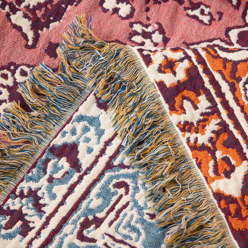 Vintage Floral Cotton Tassel Quilt Blanket - image 5