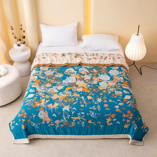 Floral Garden Pure Cotton Quilt Blanket - image 1