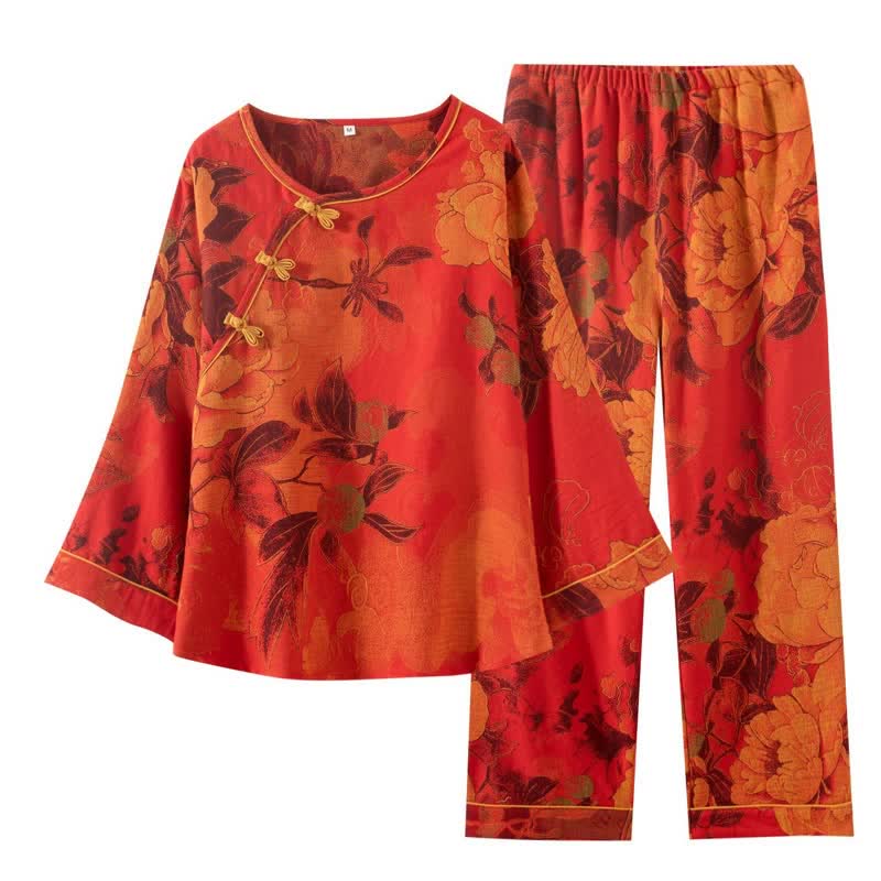 Luxurious Peony Pure Cotton Pajama Set - image 6