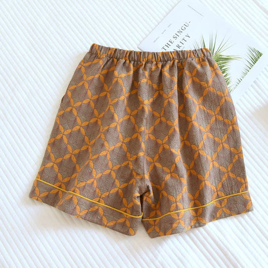 Yellow Plaid Cotton Gauze Pajama Shorts - image 1