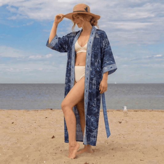 Oriental Landscape Kimono Style Bathrobe - image 1