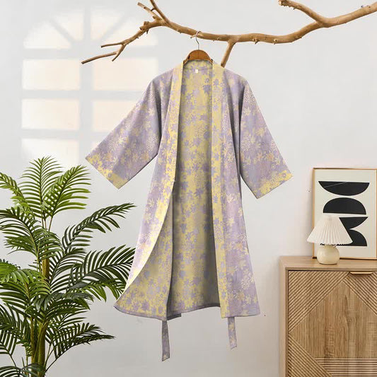 Double Gauze Botanical Cotton Kimono Robe - image 1