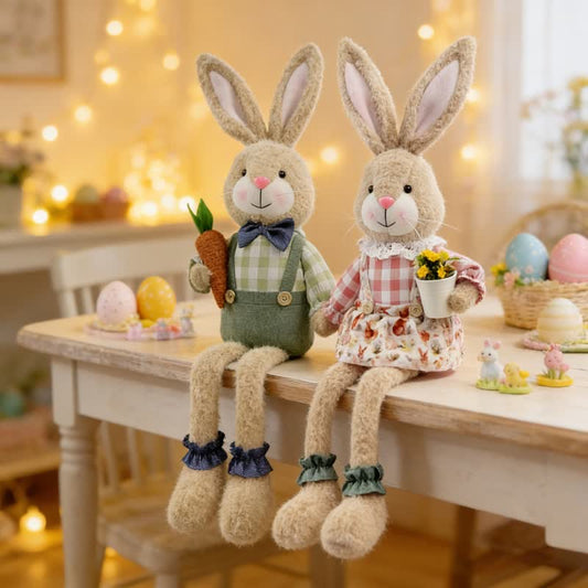 Country Style Sitting Bunny Plush Figurine - image 0