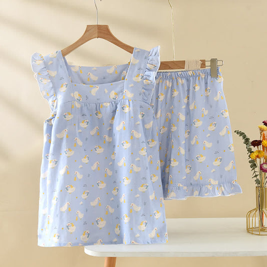 Blue Goose Cotton Gauze Sleeveless Pajamas - Blue - XL - image 0