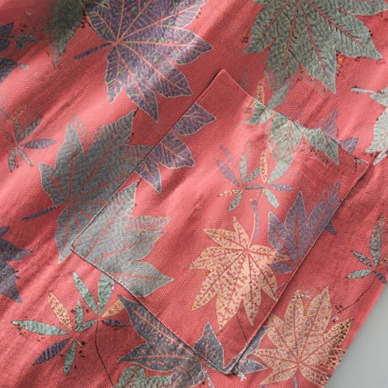 Double Gauze Maple Leaf Cotton Kimono Robe - image 7