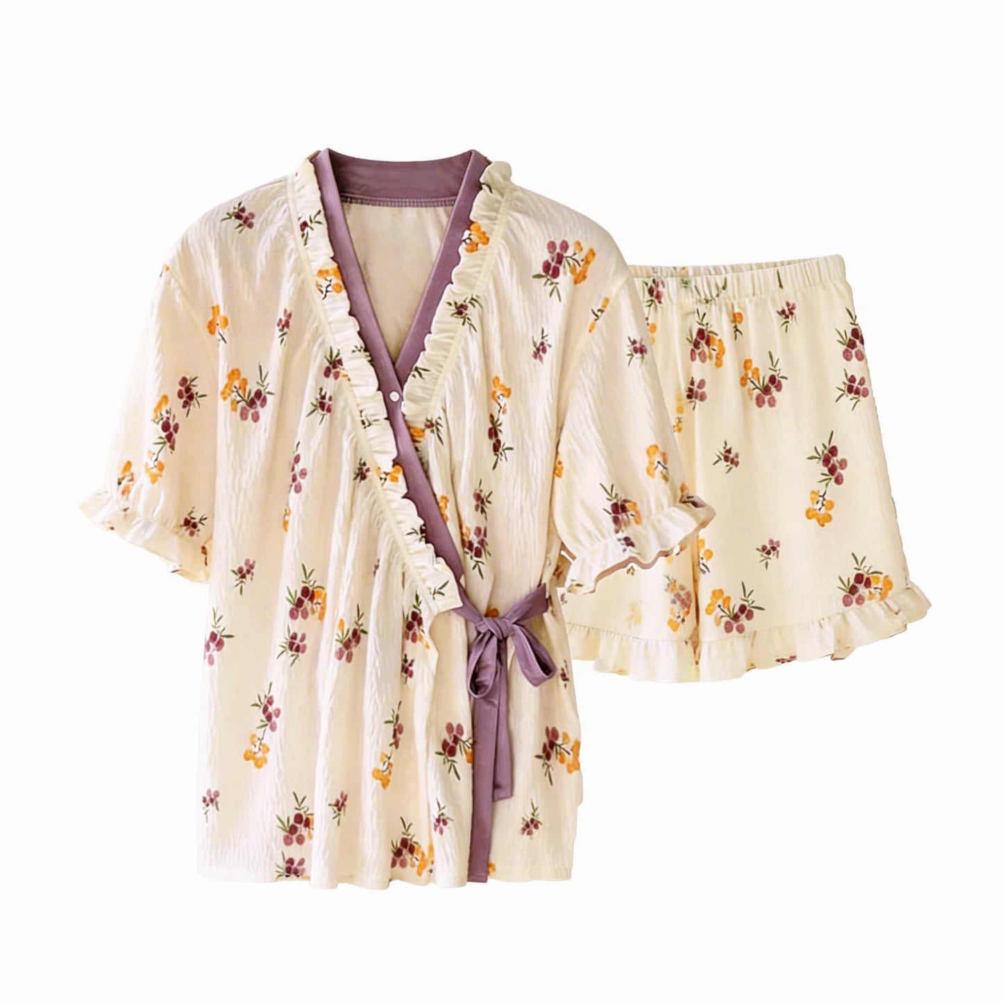 Rustic Berry Ruffle Sleeve Pajama Set - image 5