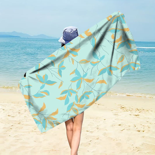 Artistic Botanical Leaf Beach Towel - Light Green - 59" x 27" - image 0