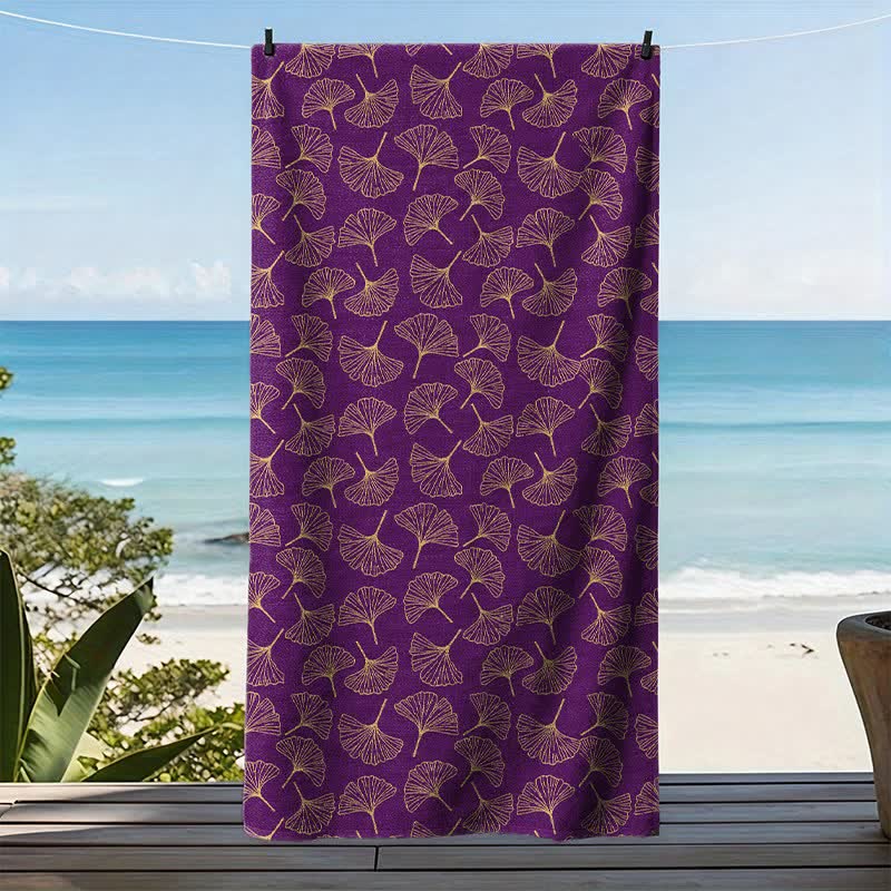 Line Art Ginkgo Leaf Beach Towel - image 15