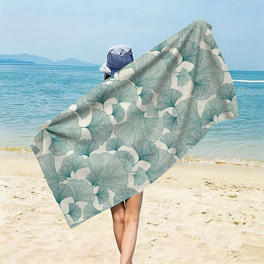 Refresh Style Ginkgo Biloba Beach Towel - Green - 59" x 27" - image 0