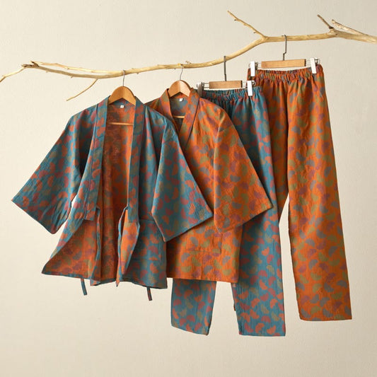 Ownkoti Ginkgo Leaf Cotton Kimono Loungewear Set - image 0