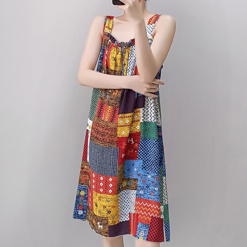 Vintage Mixed Print Sleeveless Nightgown - image 5