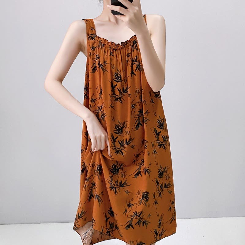 Vintage Bamboo Print Sleeveless Nightgown - image 5