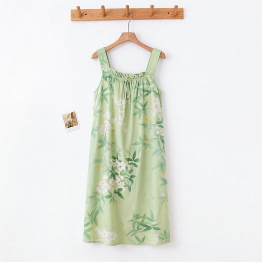 Ownkoti Green Leaf & Floral Sleeveless Nightgown - image 1
