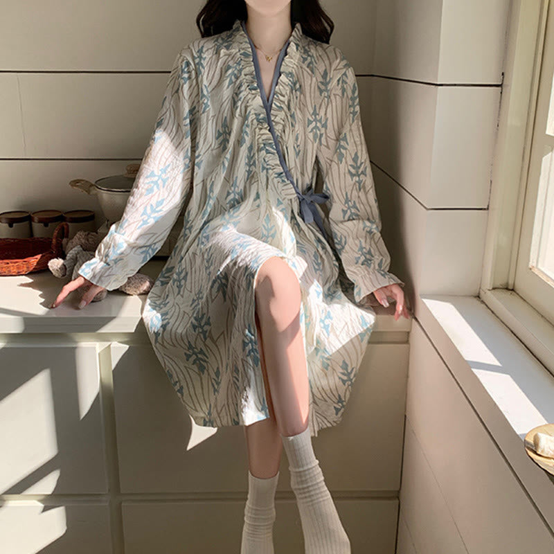 Abstract Art Print Ruffled Nightgown - image 3