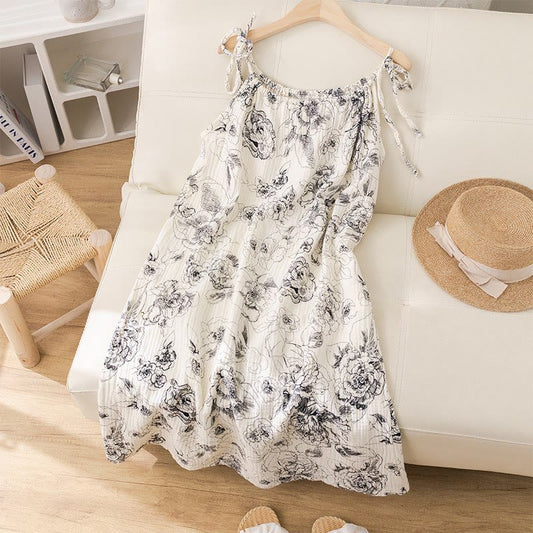 Artistic Ink Floral Cotton Camisole Nightgown - image 1