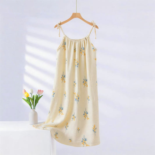 Country Style Floral Camisole Nightgown - Beige - XXL - image 0