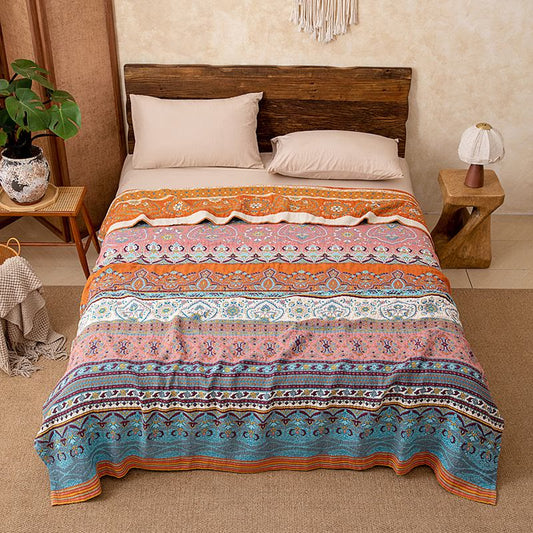 Retro Stripe Pattern Cotton Quilt Blanket - King - image 0