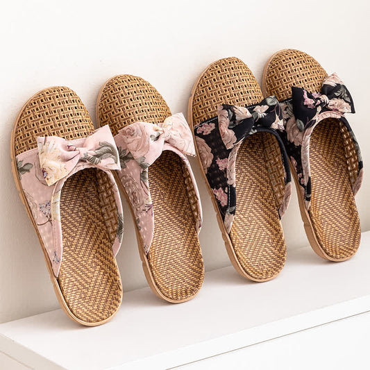 Vintage Floral Rattan Lightweight Slippers - image 0