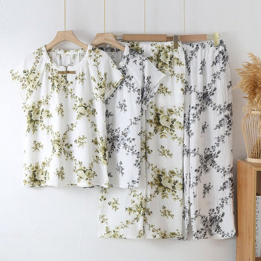 Vintage Peony Cotton Gauze Pajama Set - image 0