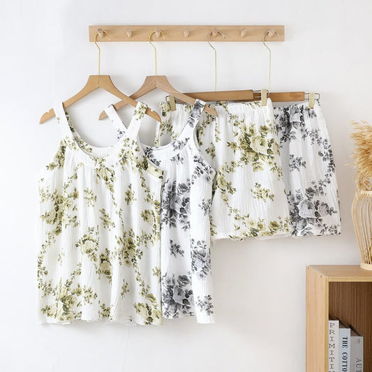 Peony Cotton Gauze Sleeveless Pajama Set - image 0