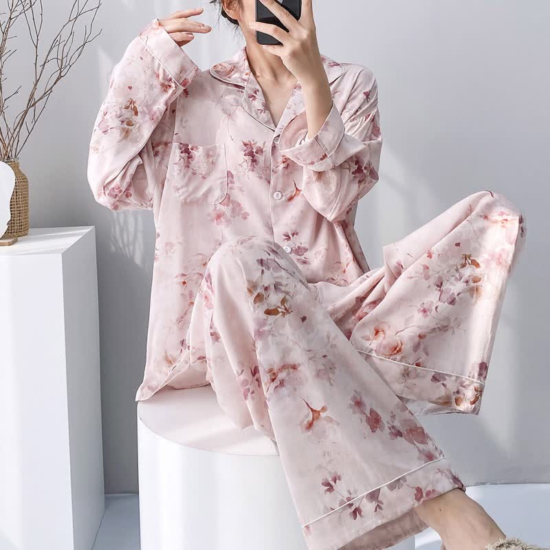 Pink Ink Wash Floral Pajama Set - image 3