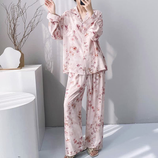 Pink Ink Wash Floral Pajama Set - image 1