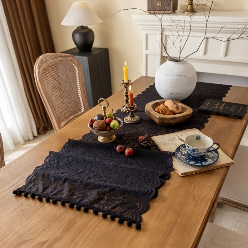 Rose Jacquard Lace Tassel Table Runner - image 10