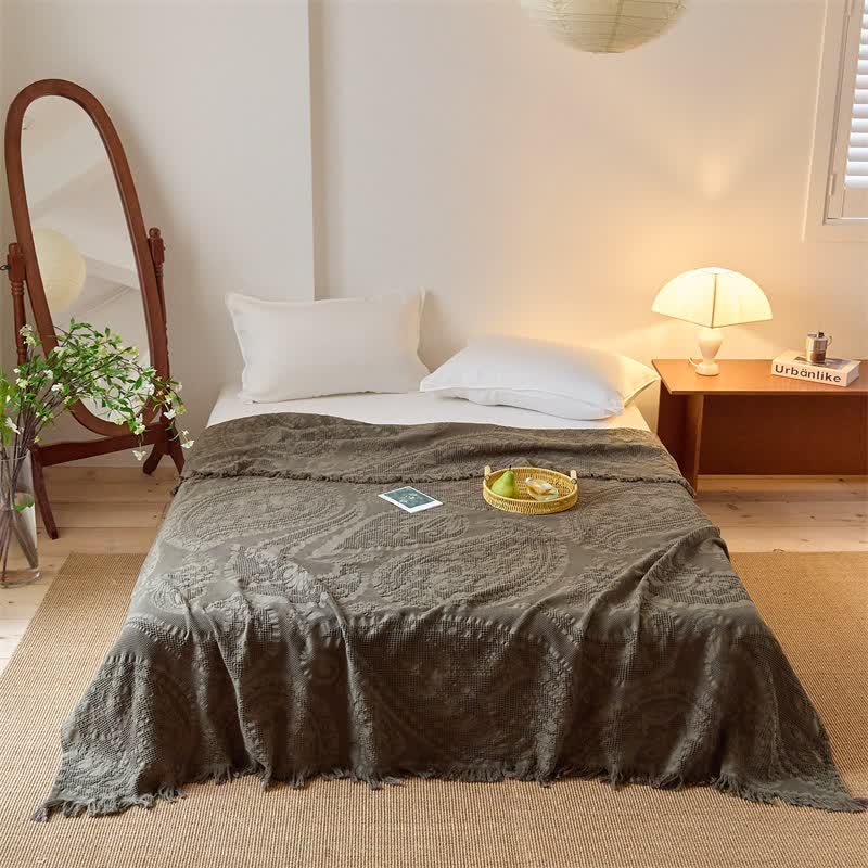 Chic Jacquard Waffle Weave Quilt Blanket - Brown - Queen - image 8
