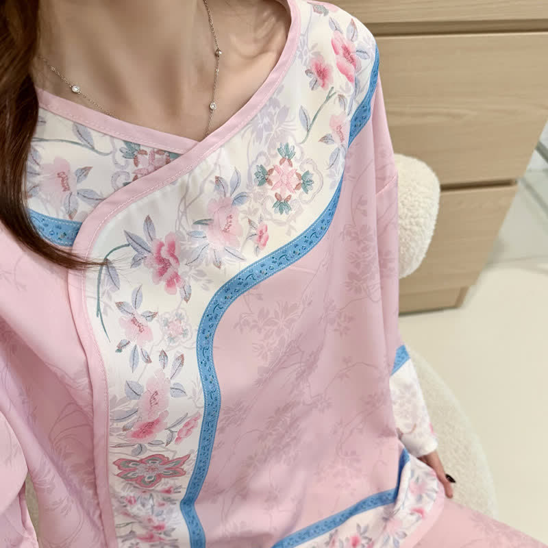 Retro Hanfu-Inspired Floral Pajama Set - image 10