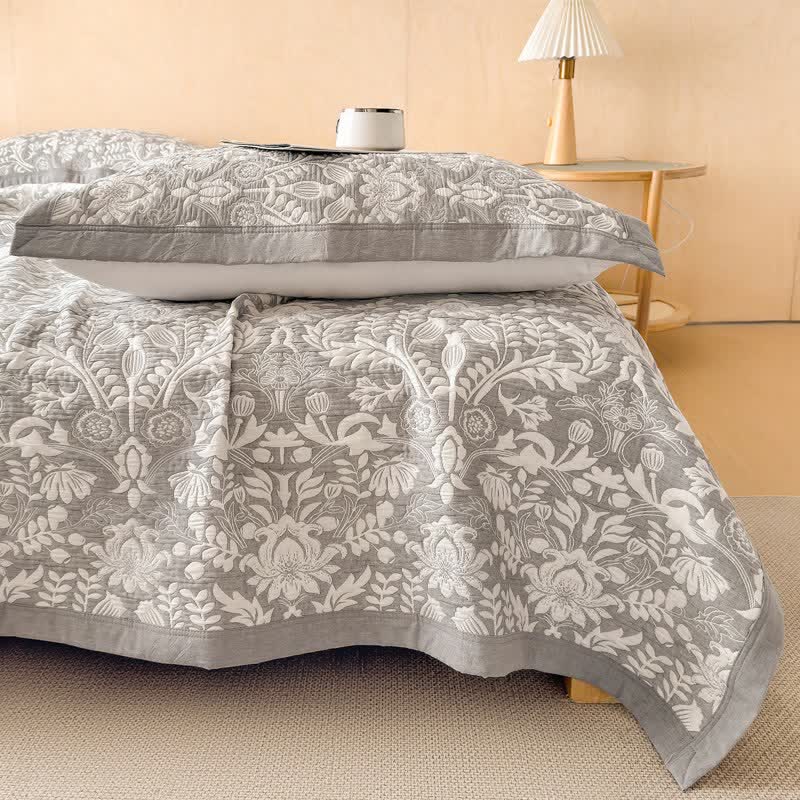 Cotton Floral & Branch Muslin Quilt Blanket - image 5